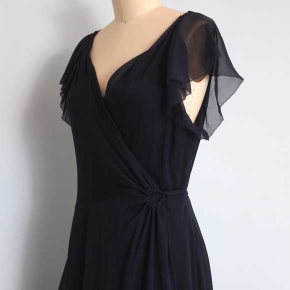 Diane Van Furstenberg Size 14 Navy chiffon wrap gown - Picture 6 of 7
